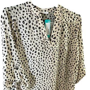Lush Warren Split Neck Women's Blouse Leopard Print NWT